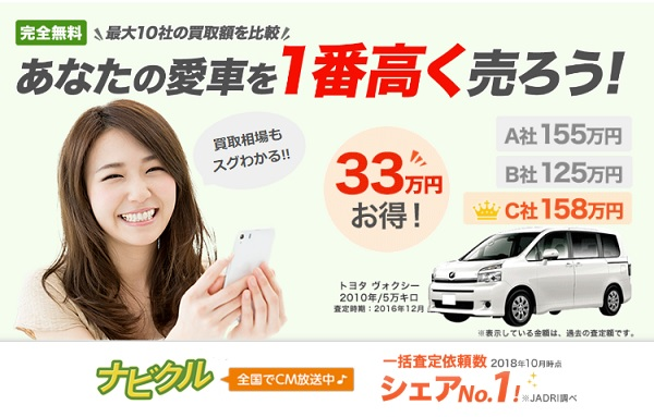 ナビクル車査定のサイトイメージ